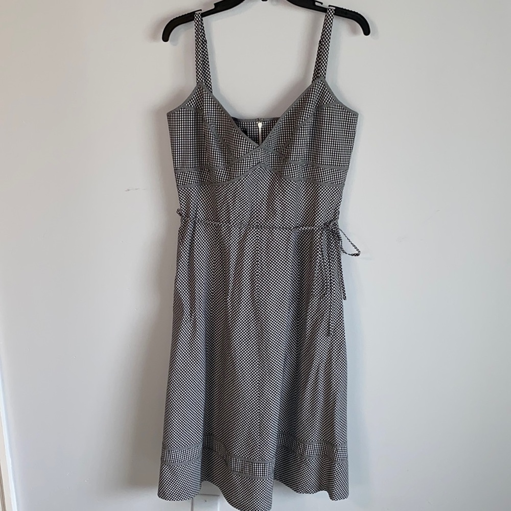 Black and White Gingham SunDress with Adjustable Spaghetti Straps And Pockets